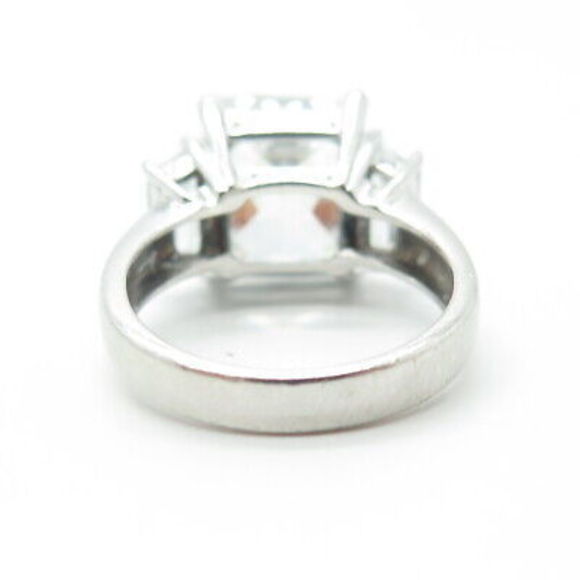 925 Sterling Silver Vintage Uncas Square-Cut White C Z Engagement Ring Size 6 - Picture 5 of 8